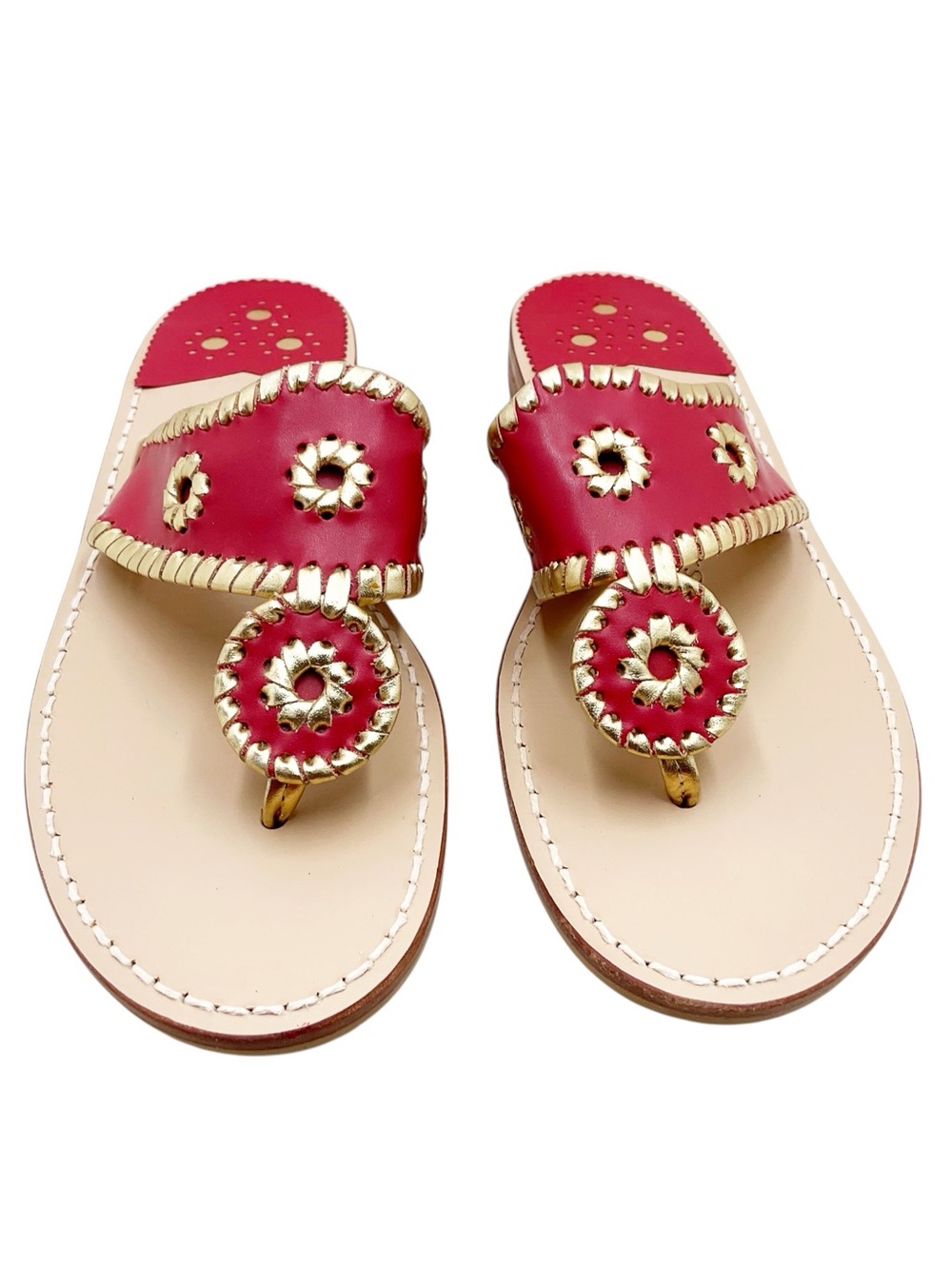 🆕{Jack Rogers} Navajo Leather Gold Whipstitched Sandals